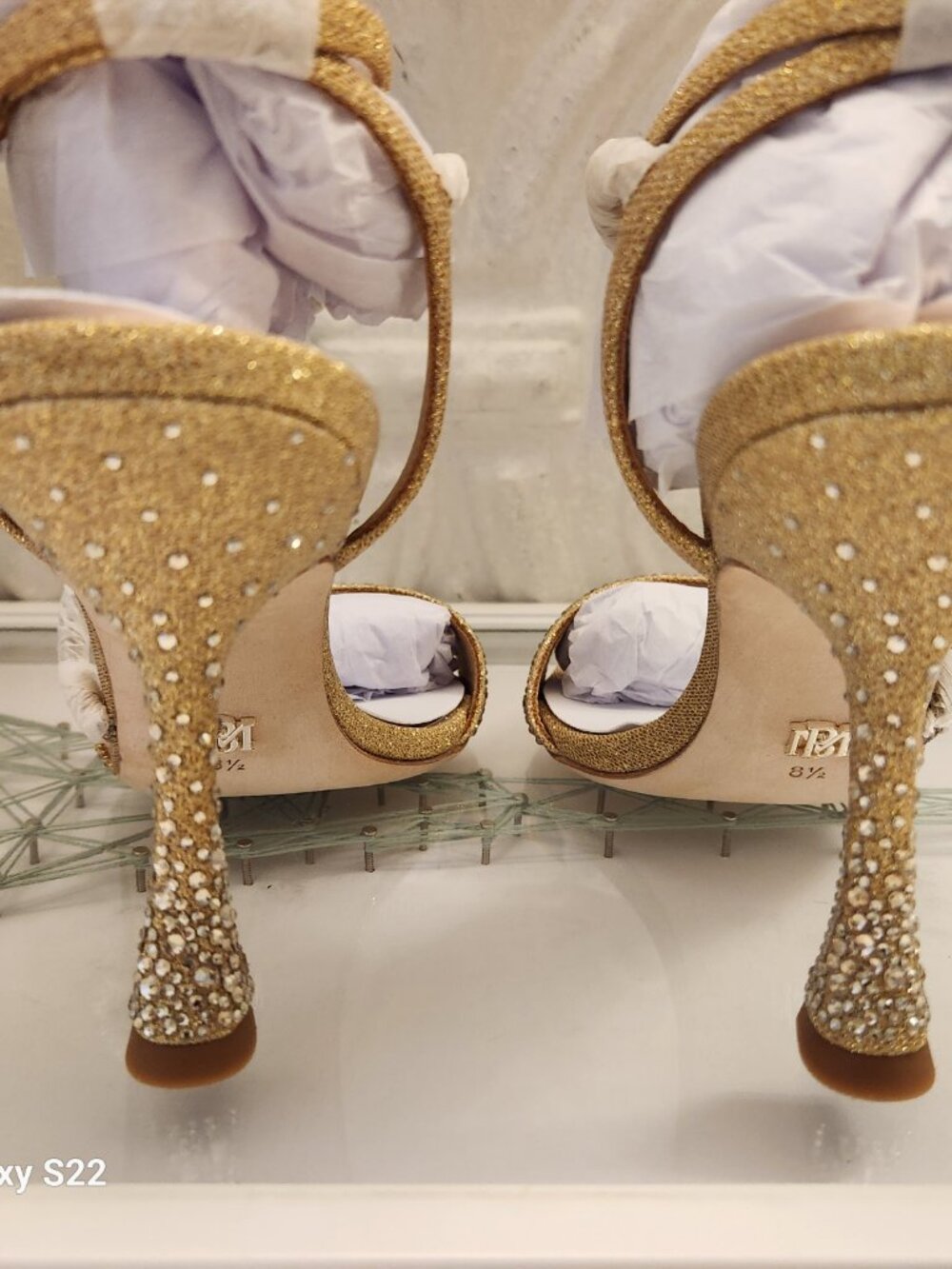 Badgley Mischka "Sally" Gold Embellished Heeled Sandals. NIB. Size 8.5 - Picture 7 of 10